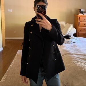 Zara pea coat dark navy blue  size XS